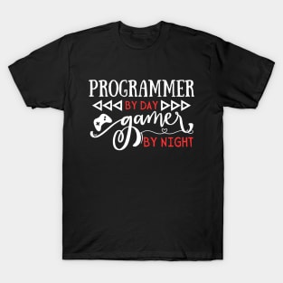 Funny Programmer By Day Gamer By Night Gift for Nerds T-Shirt